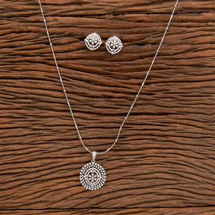 Cz Classic Pendant Set With Rhodium Plating