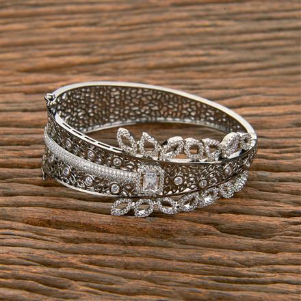 Cubic Zirconia Nano Stone Kada With Black Plating