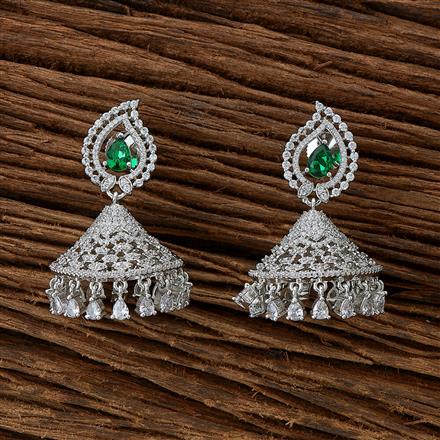Cubic Zirconia Classic Jhumki With Rhodium Plating