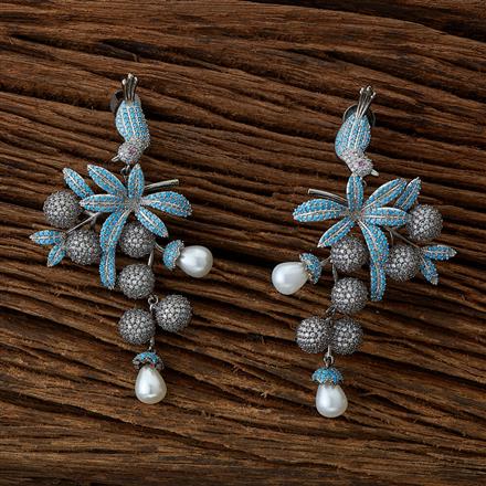 Cubic Zirconia Nano Stone Earring With Black Plating