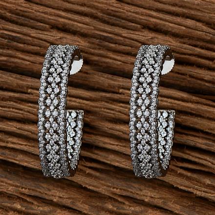 Cubic Zirconia Nano Stone Earring With Black Plating