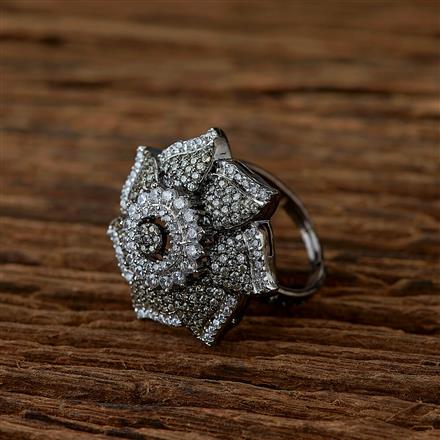 Cubic Zirconia Classic Ring With Black Plating