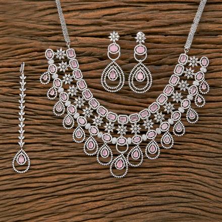 Cubic Zirconia Classic Necklace With Rhodium Plating