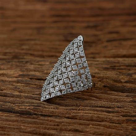 Cubic Zirconia Classic Ring With 2 Tone Rhodium Plating