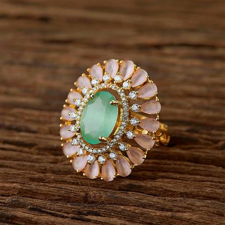 Cubic Zirconia Adjustable Ring With Gold Plating