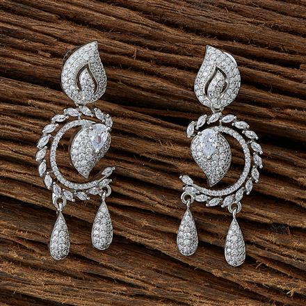 Cubic Zirconia Classic Earring With 2 Tone Rhodium Plating