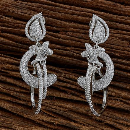 Cubic Zirconia Classic Earring With 2 Tone Rhodium Plating