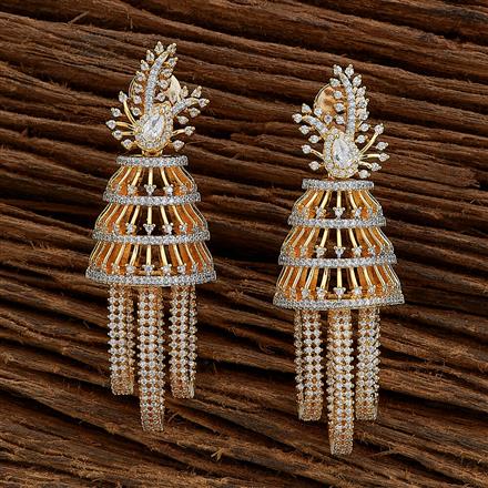 Cubic Zirconia Classic Earring With 2 Tone Rhodium Plating