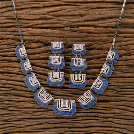 Cubic Zirconia Nano Stone Necklace Set With Black Rose Plating