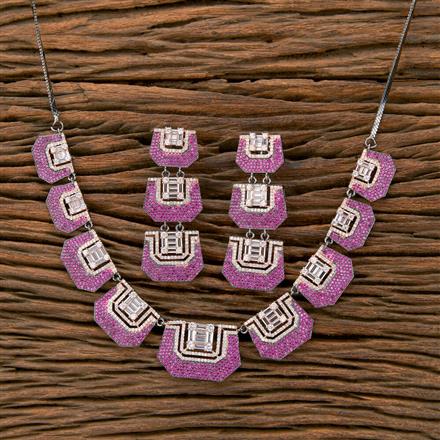 Cubic Zirconia Nano Stone Necklace Set With Black Rose Plating