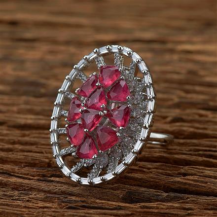 Cubic Zirconia Classic Ring With Rhodium Plating