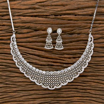 Cubic Zirconia Classic Necklace With Rhodium Plating