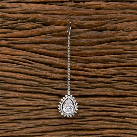 Cubic Zirconia Classic Tikka With Rhodium Plating