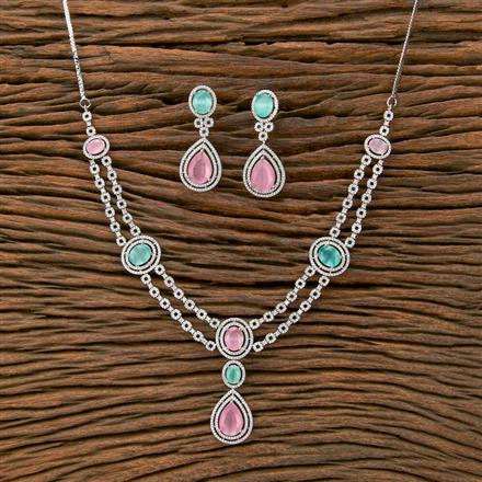 Cubic Zirconia Classic Necklace With Rhodium Plating