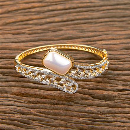 Cubic Zirconia Classic Kada With 2 Tone Rhodium Plating