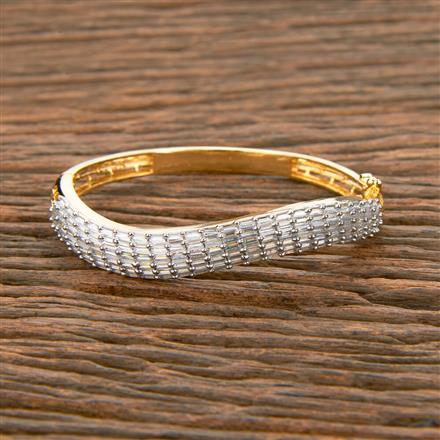 Cubic Zirconia Classic Kada With 2 Tone Rhodium Plating