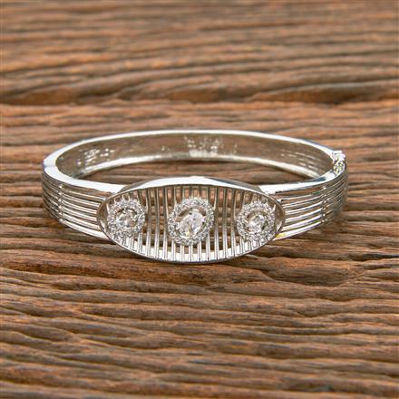 Cubic Zirconia Classic Kada With 2 Tone Rhodium Plating