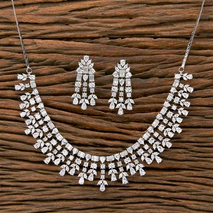 Cubic Zirconia Classic Necklace With Rhodium Plating