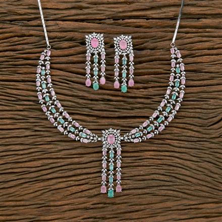 Cubic Zirconia Classic Necklace With Rhodium Plating