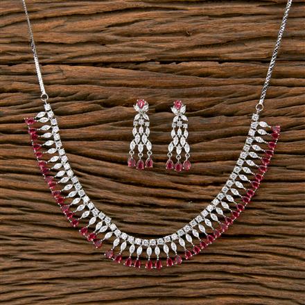 Cubic Zirconia Classic Necklace With Rhodium Plating