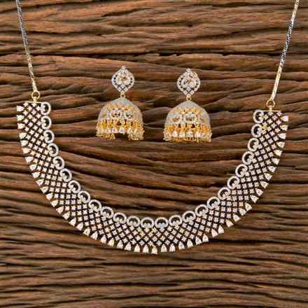 Cubic Zirconia Classic Necklace With Gold 2 Tone Rhodium Plating