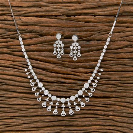 Cubic Zirconia Classic Necklace With Black 2 Tone Rhodium Plating