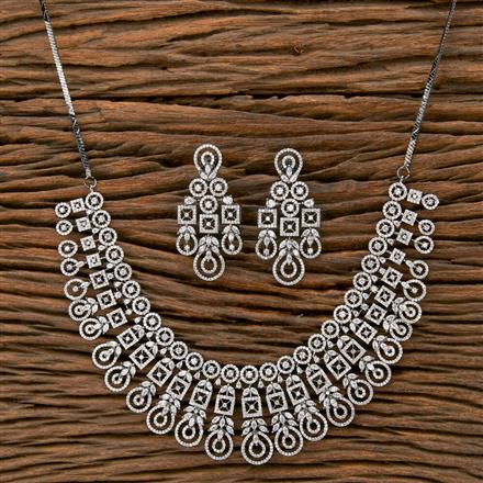 Cubic Zirconia Classic Necklace With Black 2 Tone Rhodium Plating