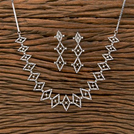 Cubic Zirconia Classic Necklace With Black 2 Tone Rhodium Plating