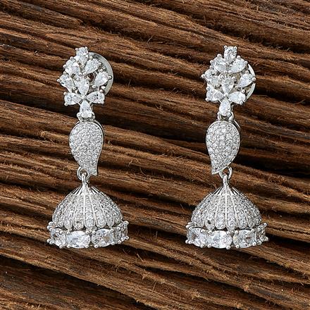 Cubic Zirconia Jhumki With 2 Tone Rhodium Plating