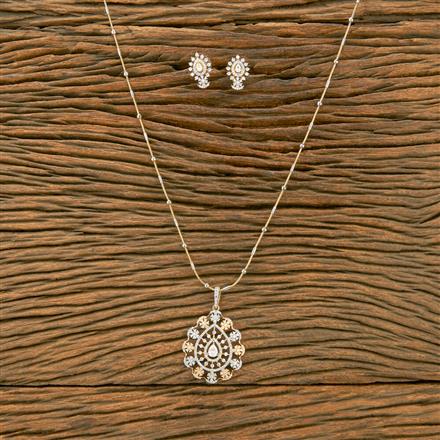 Cubic Zirconia Classic Pendant Set With 2 Tone Plating