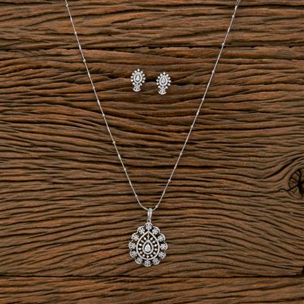 Cubic Zirconia Classic Pendant Set With Rhodium Plating