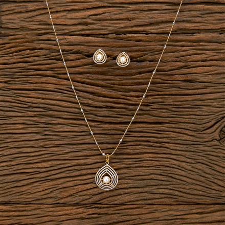 Cubic Zirconia Classic Pendant Set With 2 Tone Plating