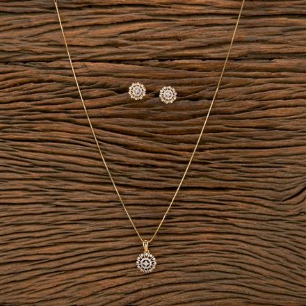 Cubic Zirconia Classic Pendant Set With 2 Tone Plating