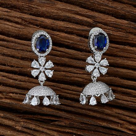 Cubic Zirconia Classic Jhumki With Rhodium Plating