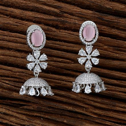 Cubic Zirconia Classic Jhumki With Rhodium Plating