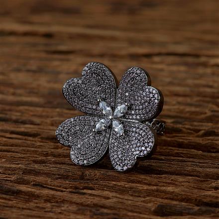 Cubic Zirconia Nano Stone Ring With Black Plating