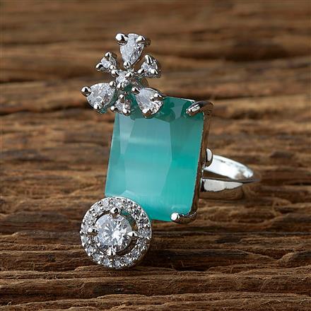 Cubic Zirconia Classic Ring With Rhodium Plating