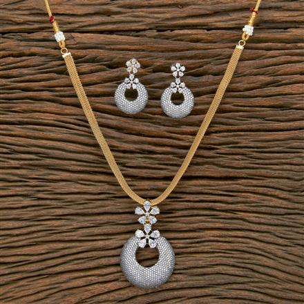 Cubic Zirconia Classic Pendant Set With 2 Tone Plating