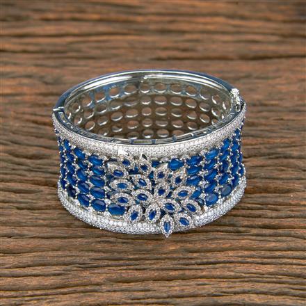 Cubic Zirconia Broad Kada With Rhodium Plating