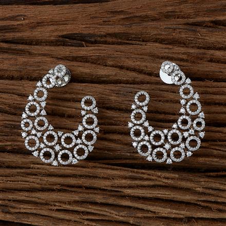 Cubic Zirconia Classic Earring With Black 2 Tone Rhodium Plating