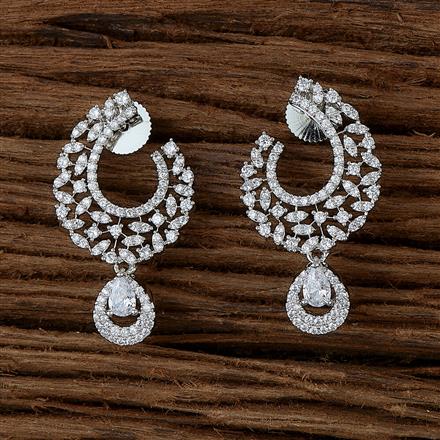 Cubic Zirconia Classic Earring With Black 2 Tone Rhodium Plating