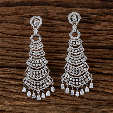 Cubic Zirconia Classic Earring With Black 2 Tone Rhodium Plating