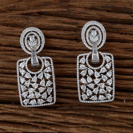 Cubic Zirconia Classic Earring With Black 2 Tone Rhodium Plating