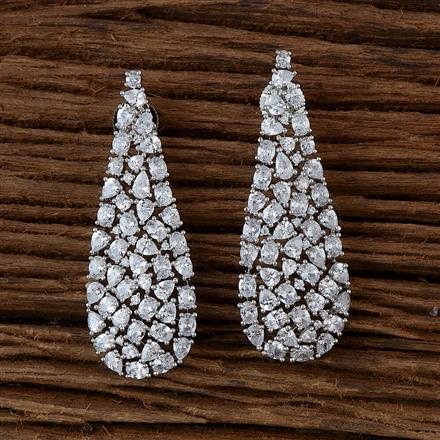 Cubic Zirconia Classic Earring With Black 2 Tone Rhodium Plating