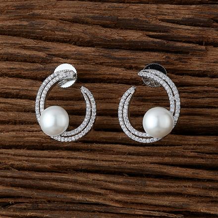 Cubic Zirconia Classic Earring With Black 2 Tone Rhodium Plating