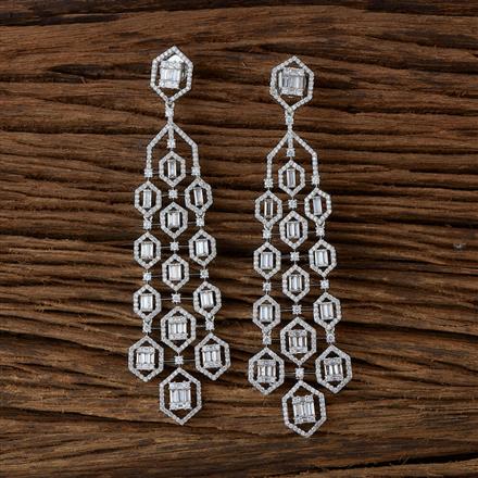 Cubic Zirconia Classic Earring With 2 Tone Rhodium Plating