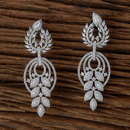 Cubic Zirconia Classic Earring With Black 2 Tone Rhodium Plating