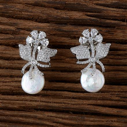 Cubic Zirconia Classic Earring With Black 2 Tone Rhodium Plating