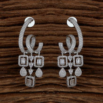 Cubic Zirconia Classic Earring With Black 2 Tone Rhodium Plating