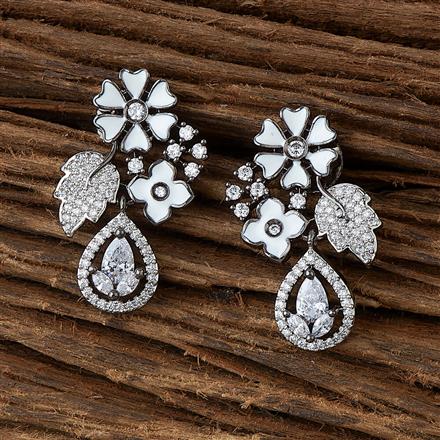 Cubic Zirconia Short Earring With Black Plating